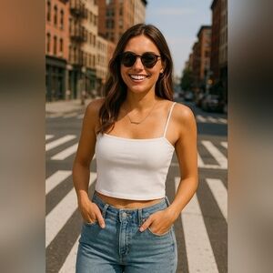 Chic White Crop Top – Effortless Street Style XS/2
